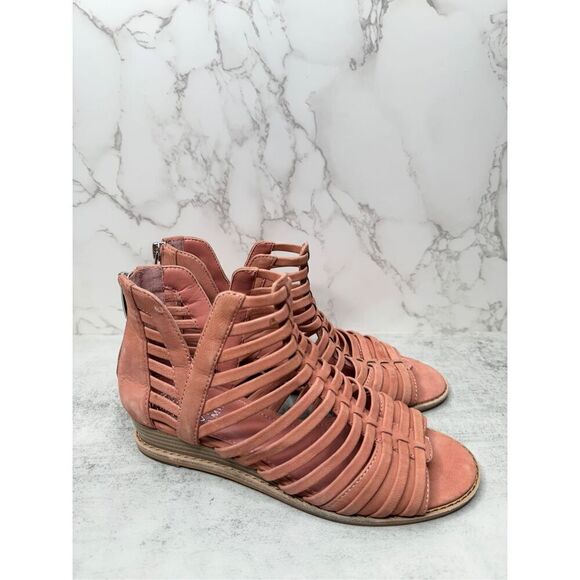 Vince Camuto Gladiator Sandals Womens Revey Coral Leather Open Toe Wedges - Picture 3 of 12